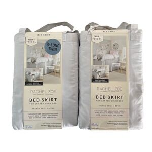 Rachel Zoe Twin/Twin XL Bed Skirt Set‎ of 2 Lofted Dorm Bed 39x80x42 Light Grey